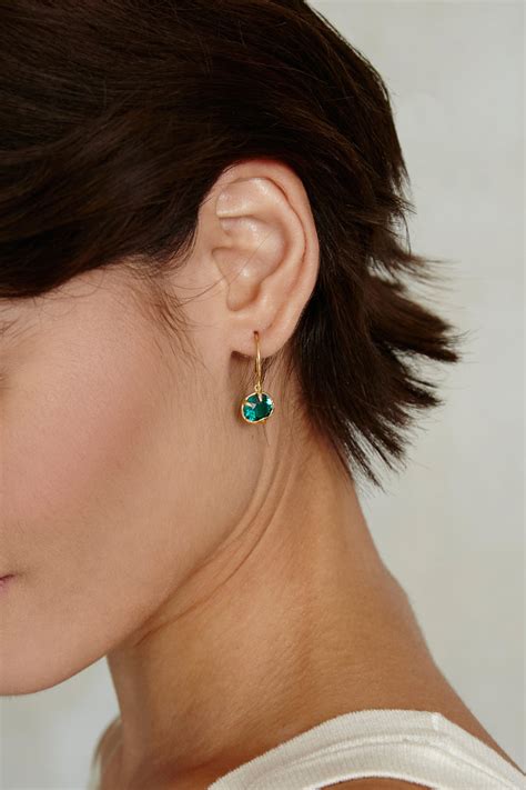 May Birthstone Earrings Emerald Crystal – Chan Luu