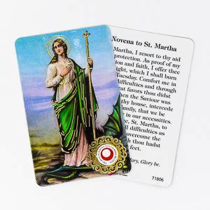 DIRECT FROM LOURDES - Saint Martha Prayer Card & Relic.