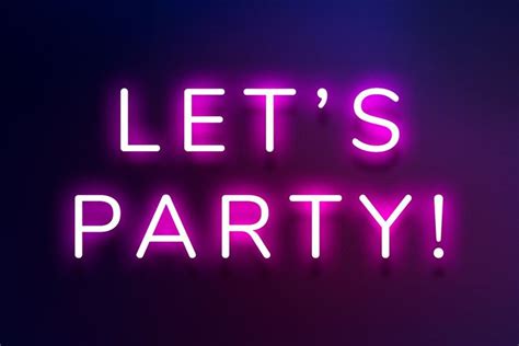 Glowing Let's party neon typography on a purple background | free image ...