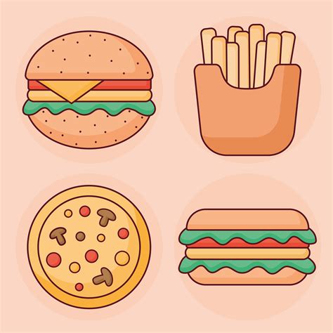 four food items 6617809 Vector Art at Vecteezy