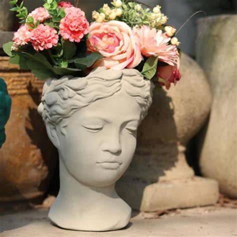 WOMAN HEAD SCULPTURE ART VASE CEMENT FLOWER VASE in 2020 | Sculpture art, Sculpture, Art