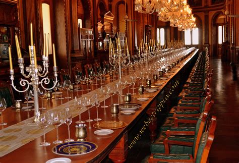 Hyderabad - Taj Falaknuma Palace Grand Dining Table. Said to be the world's longest comfortably ...