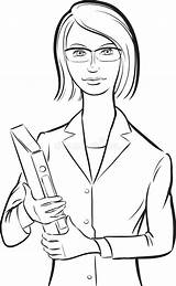 Whiteboard Drawing  Business Woman With Folder Stock Vector sketch template