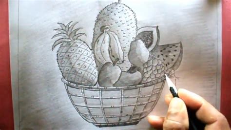 How TO Draw Fruits Basket "still life"Step By Step/Fruits Basket Drawing - YouTube