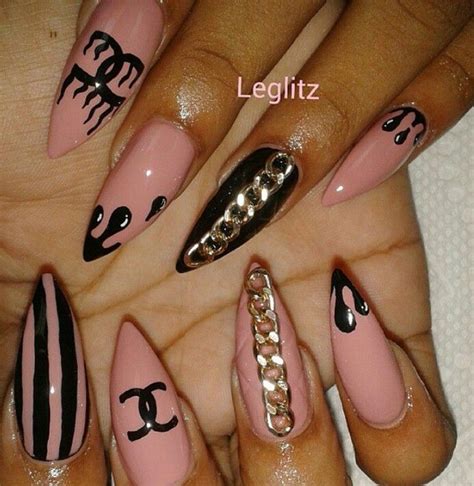 Chanel nails | Chanel nails design, Chanel nails, Bling acrylic nails