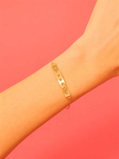 14K Gold Star Cutout Bar Bracelet - Gem