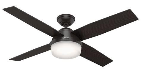 Hunter 52" Dempsey Matte Black Ceiling Fan with Light Kit and Remote ...