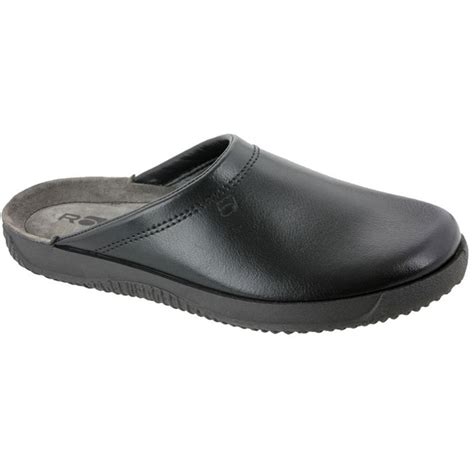 Rohde Mens Black Leather Mule Slipper 2779 90