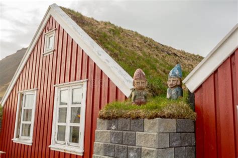 Winter in the Wooden Houses in Icelandic Hellnar Village. Snaefellsnes ...