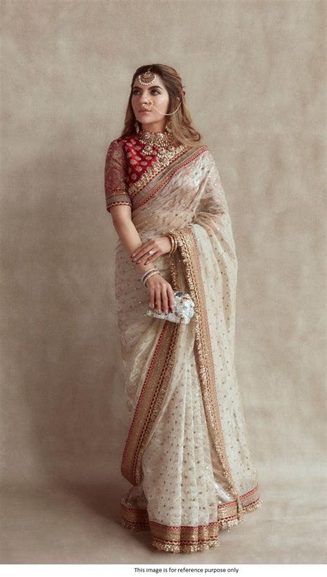 Buy Bollywood Sabyasachi inspired beige and red silk based wedding ...