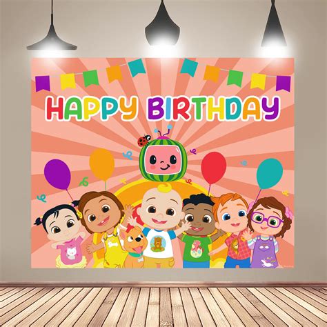 Buy Cocomelon® Theme Happy Birthday Banner Backdrop - Cocomelon Backdrop for Birthday Decoration ...