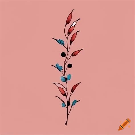 Delicate flower tattoo with long stem on Craiyon