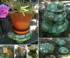 Turtle terra cotta pot. Turtle flower pot holder. Turtle is made out a ...