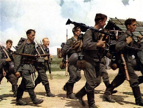 World War II in Color: German Soldiers Marching in the East in 1941