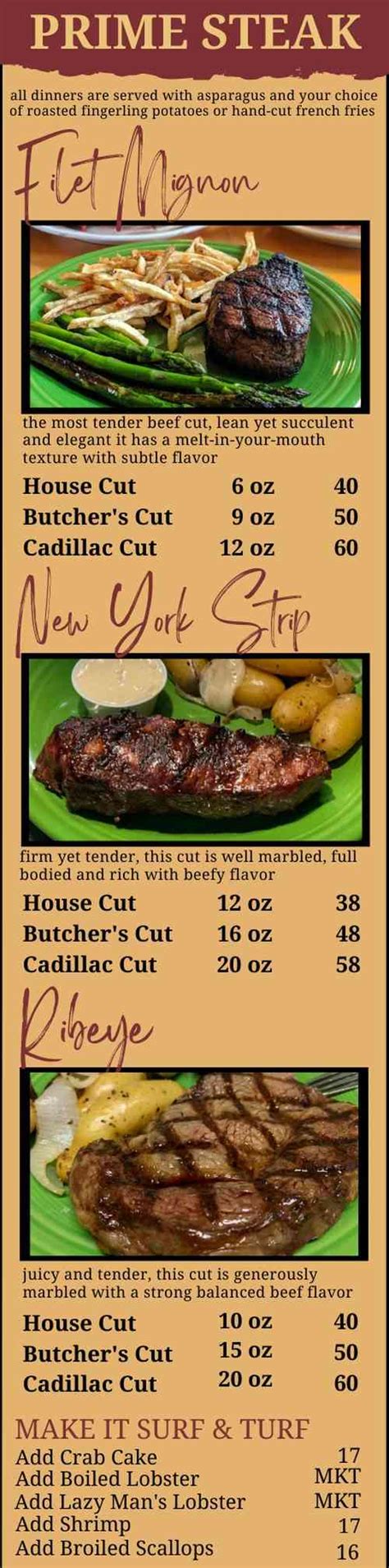 Jack Russell’s Steakhouse Menu, Bar Harbor, ME