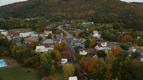 5.5K stock footage aerial video flying over small town, approach Bath ...