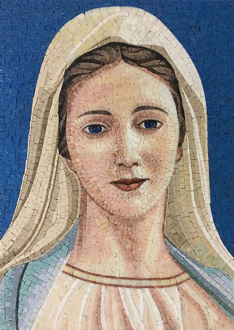 Mosaic Art - Majectic Virgin Mary Portrait Mosaic Artwork, Mosaic Wall Art, Tile Art, Mosaic ...