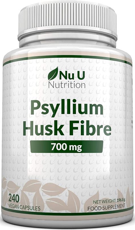 Psyllium Husk Capsules 700mg - 240 Vegan Capsules - 1400mg Per Serving - Natural Prebiotic Fibre ...