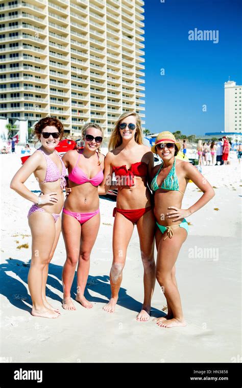 Panama City Beach, Florida. Spring break, 2011. Four girls posing Stock ...