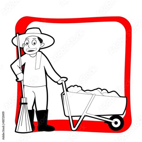 Street cleaner cartoon outline Stock Vector | Adobe Stock