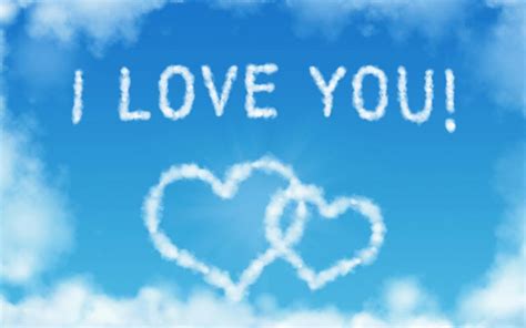 I Love You, Heart-shaped clouds in the blue sky wallpaper | love ...