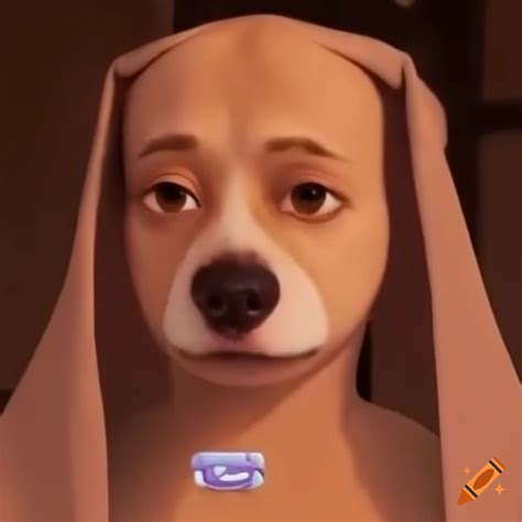 Dog wearing baddie makeup filter in pixar meme on Craiyon