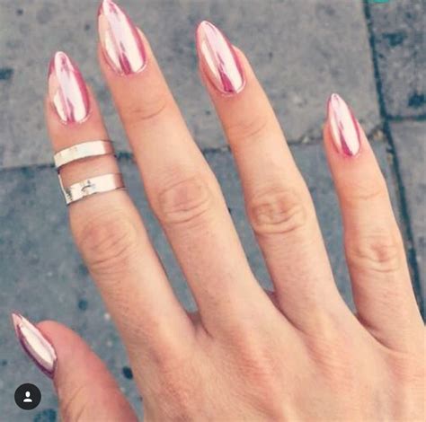 Pink metallic nails | Pink chrome nails, Chrome nails, Metallic nails