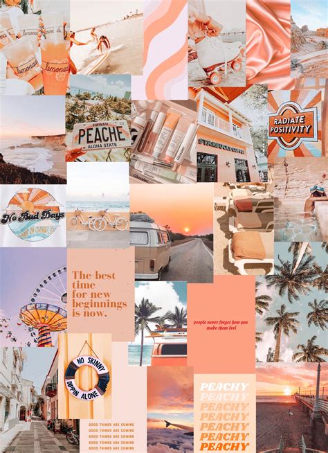 Peach Beach Photo Art Collage Pack - Etsy