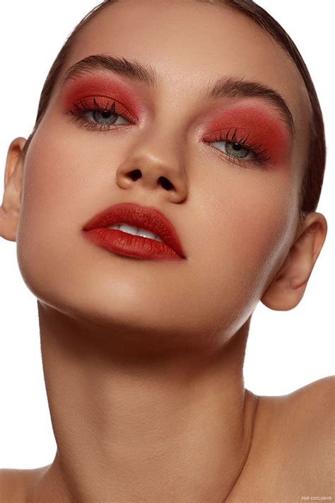 Sophia Tatum wears bold red eyeshadow and lipstick shade. Photo: Beth ...