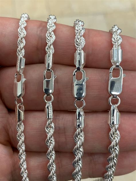 925 Sterling Silver Rope Chain Necklace 3.2mm 4mm 4.5mm 5mm | Etsy