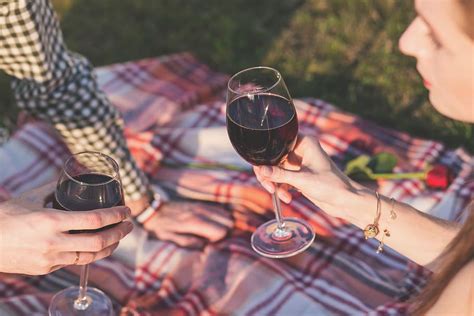 two, person, holding, wine glasses, outdoor, alcohol, blanket ...