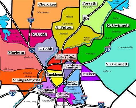 Atlanta suburbs map - Map of Atlanta suburbs (United States of America)