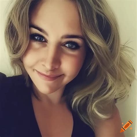 Smiling blonde woman taking a selfie on Craiyon