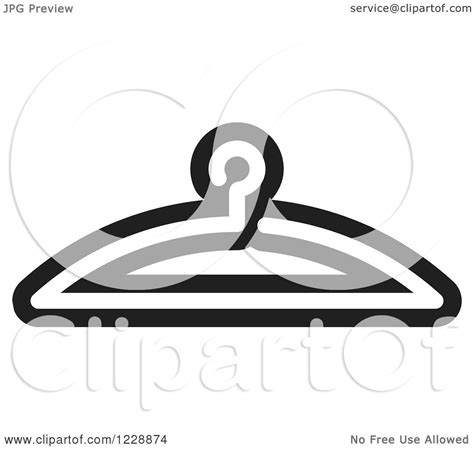 Clipart of a Black and White Clothes Hanger Icon - Royalty Free Vector ...