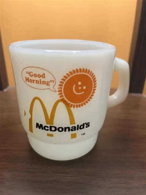 VINTAGE MCDONALDS FIRE King Milk Glass Coffee Mug Good Morning Anchor ...