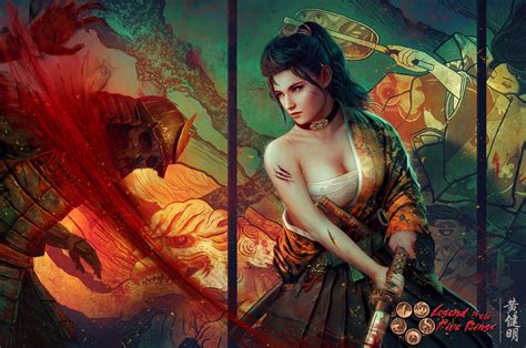 Wallpaper : artwork, women, Asian, geisha, samurai, warrior, katana ...