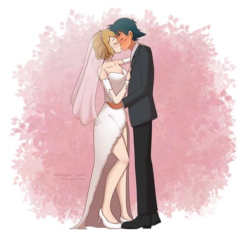 (Comm) Ash and Serena's Wedding Kiss by ipokegear on DeviantArt