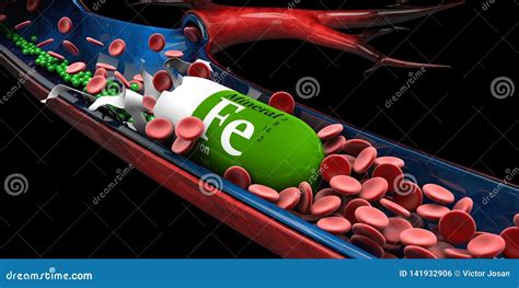 3d Illustration of Mineral Iron Capsule Dissolves in the Vien Stock ...