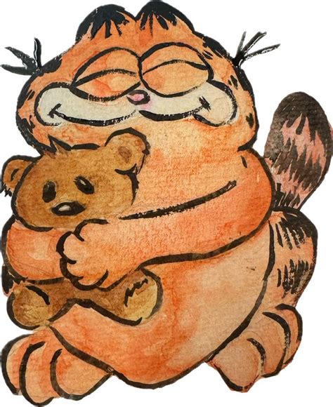 Watercolored that one Garfield and Pookie Plush : r/garfield