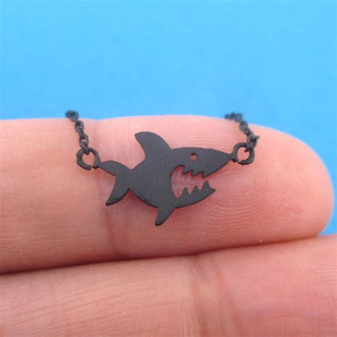 Smiling Shark Silhouette Pendant Sea Creatures Necklace – DOTOLY