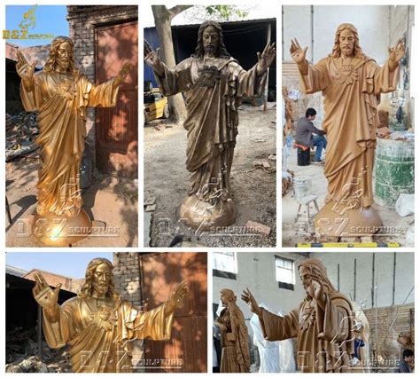 Large outdoor Catholic sculpture brass Sacred Heart Jesus statue | D&Z custom made religious statues