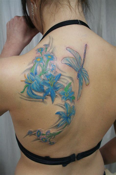 Dragonfly Flower Tattoo by 2Face-Tattoo on DeviantArt