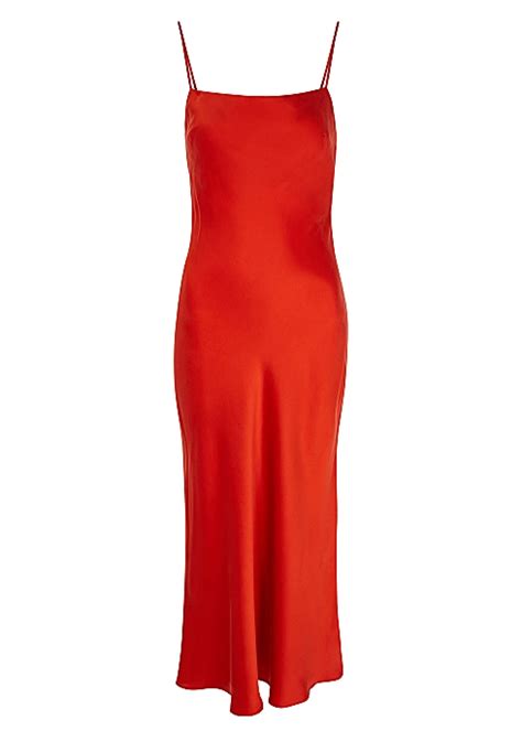 Bec & Bridge Classic red silk midi dress - Harvey Nichols | Metallic knit dress, Ruched maxi ...