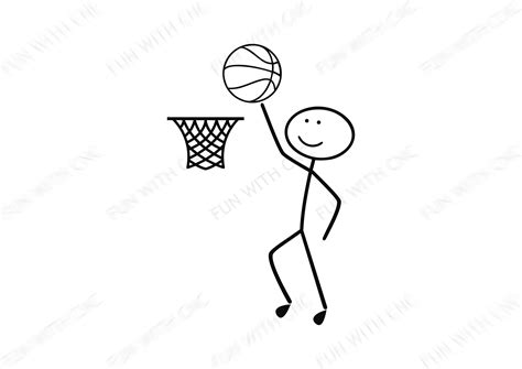 Stick Figure Basketball Player Illustration, Stick People Clipart, Svg, Png, Dxf, Jpg, Pdf ...