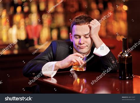 Young Drunk Man Drinking Whiskey In The Bar Stock Photo 48013327 : Shutterstock