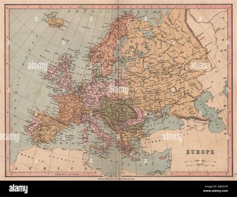 bayern germany 1880 map Europe: political. united germany marked as prussia. collins, 1880 ...