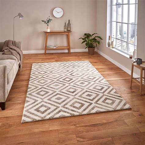 Elegant Geometric Pattern Rugs in Beige for Living/bed Room - Etsy UK