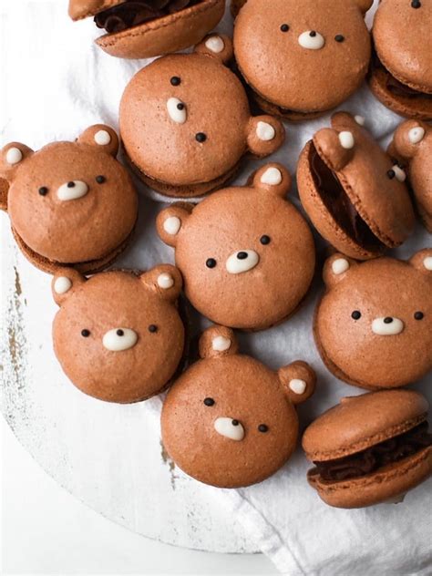 Bear-Shaped Chocolate Macarons - Bites by Bianca
