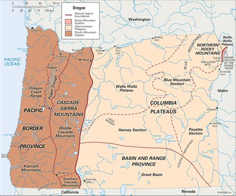 Oregon Cascade Mountain Range Map