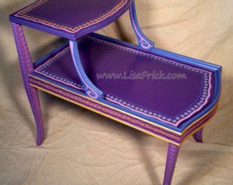 SOLD sample of CUSTOM WORK- Two Tier Purple Side Table- Custom Hand Painted Furniture Made to ...